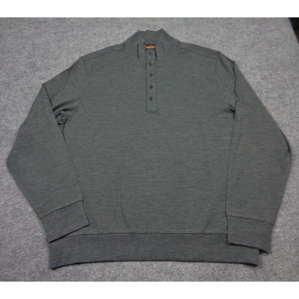 Ascot Chang Sport Sweater Mens 2XL Gray Merino Wool Long Sleeve Henley